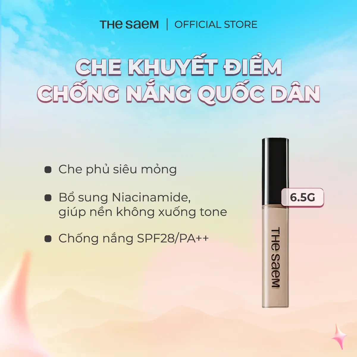 Che khuyết điểm chống nắng che phủ cao THE SAEM Cover Perfection Tip Concealer