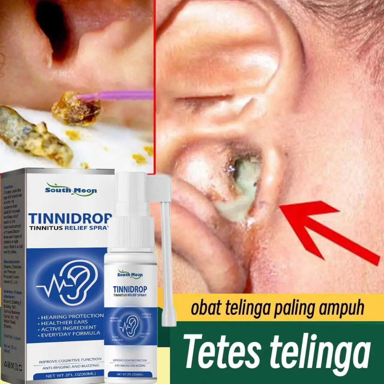 South Moon Obat Tetes Telinga Congek Bernanah Bau Busuk Curek Telinga Gatal Berair Berdenging Berdengung Sakit Telinga Cairan Ear Kotoran Bersihkan