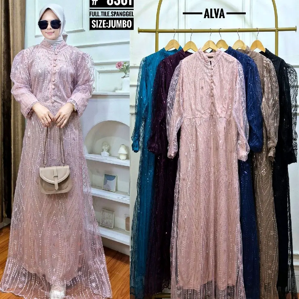 qisesa dres   gamis wanita baju  Muslim Panjang Dewasa gaun pesta