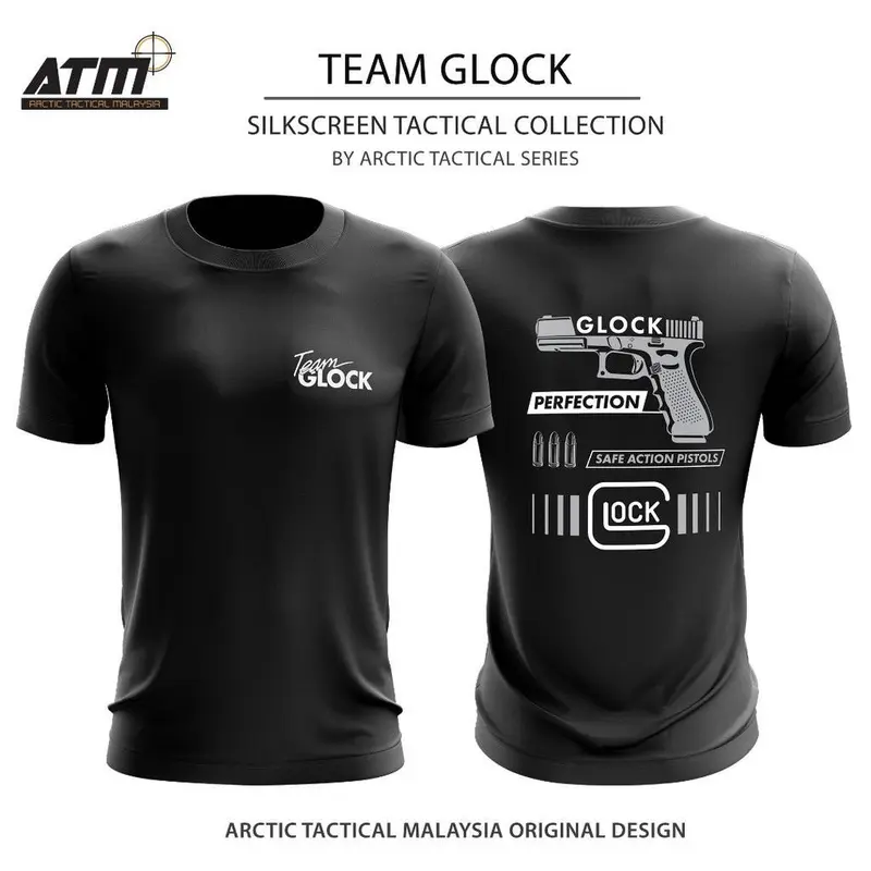 [HOT] Kaus desain taktis tim Glock kaos dalam taktis serat mikro mikrofiber layar 3D kaus 0