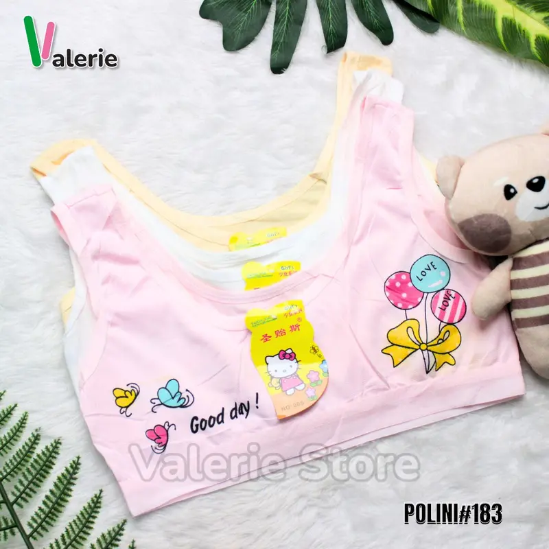 VAL - (6 PCS) MINISET ANAK PEREMPUAN POLINI REMAJA BAHAN KAOS MODEL SPORT BRA TANPA BUSA 0