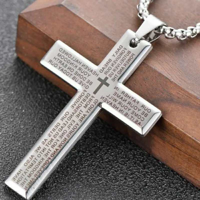 Kalung Salib Titanium Grafir Doa Bapa Kami 2