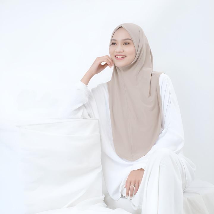 Bergo Hamidah Non Pet Jersey / Bergo Instan Malay Non Pad Daily Jersey Premium/Kerudung Jumbo Bergo Malay Ukuran L Nonpet Hamidah 5