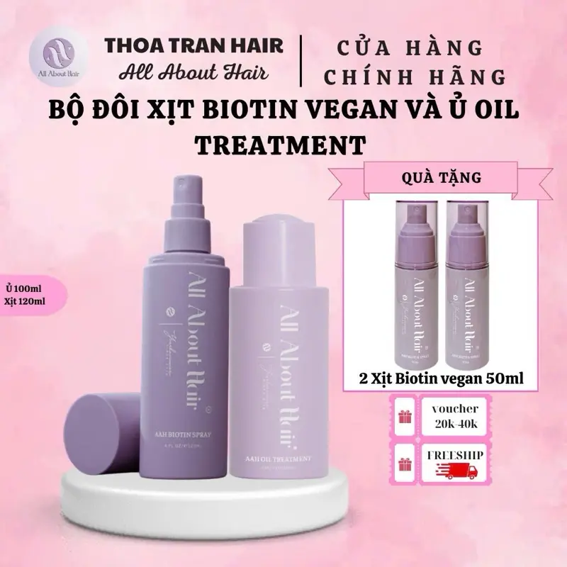 ( TẶNG 2 XỊT BIOTIN ) BỘ ĐÔI DẦU Ủ OIL VÀ XỊT BIOTIN VEGAN GIÚP DƯỠNG TÓC KHOẺ