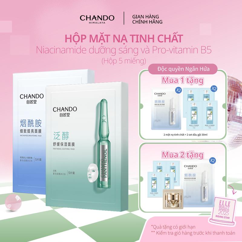 [ĐỘC QUYỀN NGÂN HỨA] Hộp Mặt Nạ Tinh Chất Hỗ Trợ Dưỡng Trắng Làm Dịu Da CHANDO Himalaya 28mL x 5 pcs Hàng Chính Hãng