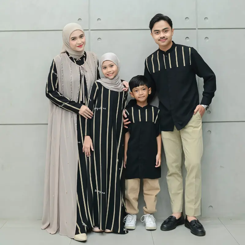 Aisyalina Id VOL 4 Sarimbit Collection Syella Set Series Pashmina Segiempat Bahan Bonita Motif Printing Mix Ceruti Polos Dress Gamis Wanita Outer Style 5