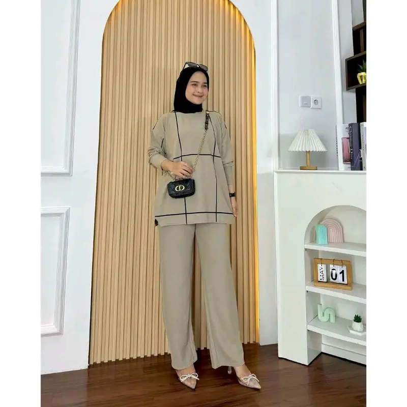 Setelan Wanita Muslim Fames Vior Cringkle Premium All Size to XL Casual 1