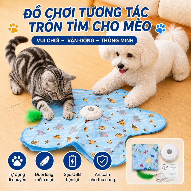 Đồ Chơi Tương Tác Thông Minh Cho Mèo Chó, Phát Tiếng Chim Hót, Xoay 360° Tự Động, Sạc USB, Giúp Mèo Và Chó Vui Chơi, Vận Động Mỗi Ngày, Giải Phóng Thời Gian Cho Chủ Nuôi