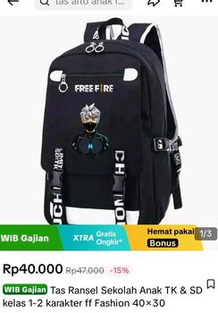 Product Review of Tas Ransel Sekolah Anak TK & SD kelas 1-2 karakter ff Fashion 40×30 from l**a 3