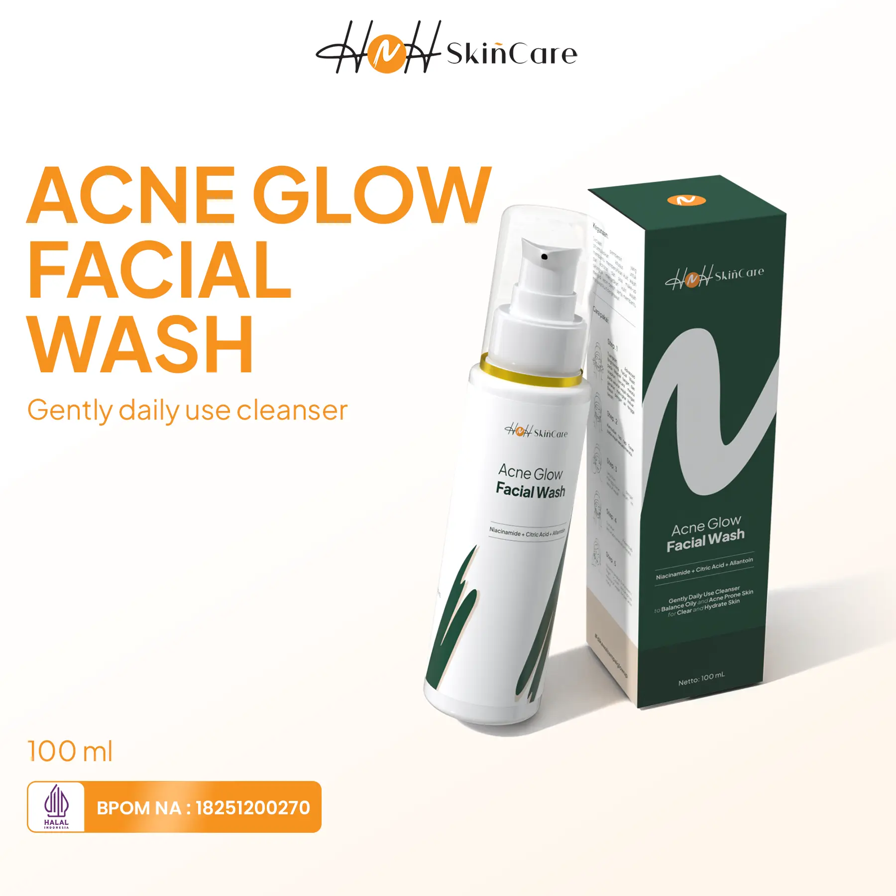 [AFL] HNH Facial Wash Acne Glow - Sabun Cuci Muka Gentle untuk Kulit Berminyak & Berjerawat