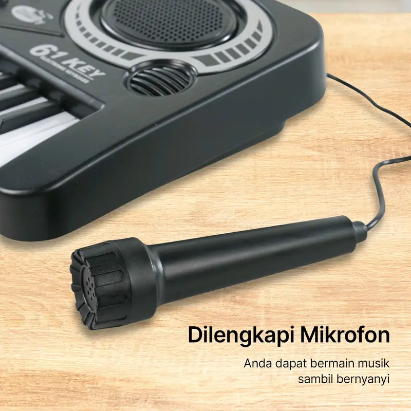 Keyboard Mini Toddi Organ Piano Digital Electronic 61 Tuts - MQ-61061 dengan Mikrofon dan Kabel Daya USB - Plastik 2