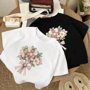 Korea style Atasan Anak motif bunga tulip lucu model terbaru kekinian - baju anak perempuan dan laki-laki/baju oversize anak/kaos anak terbaru korea adem cotton combad 100% fashion