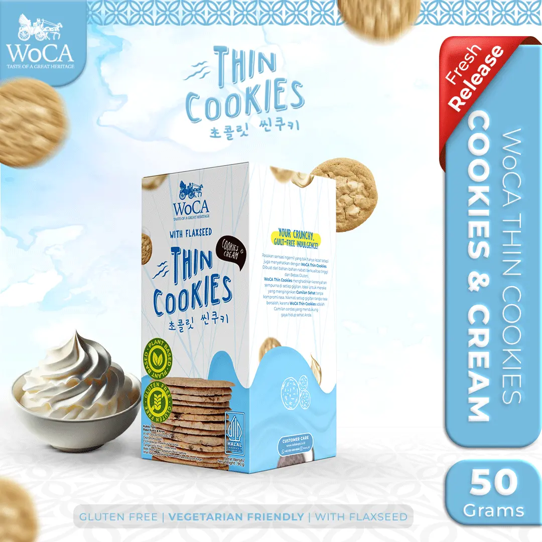 WoCA Thin Cookies Box Cookies and Cream 50gr - Plant Based