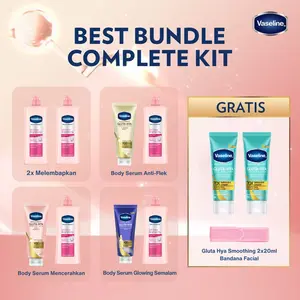 [FREE 2x20ml Lotion + Bandana] Vaseline UV Extra Brightening 400ml & Gluta Hya 200ml | Vaseline UV Extra Brightening 400ml Twinpack