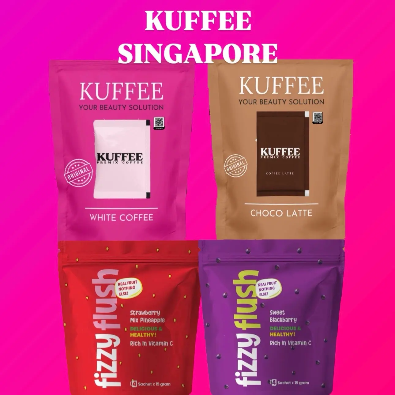 Kuffee By Yuniey Iluniey White coffee Choco latte Strawberry Pineapple Sweet Blackberry Fibre Baby kuffee