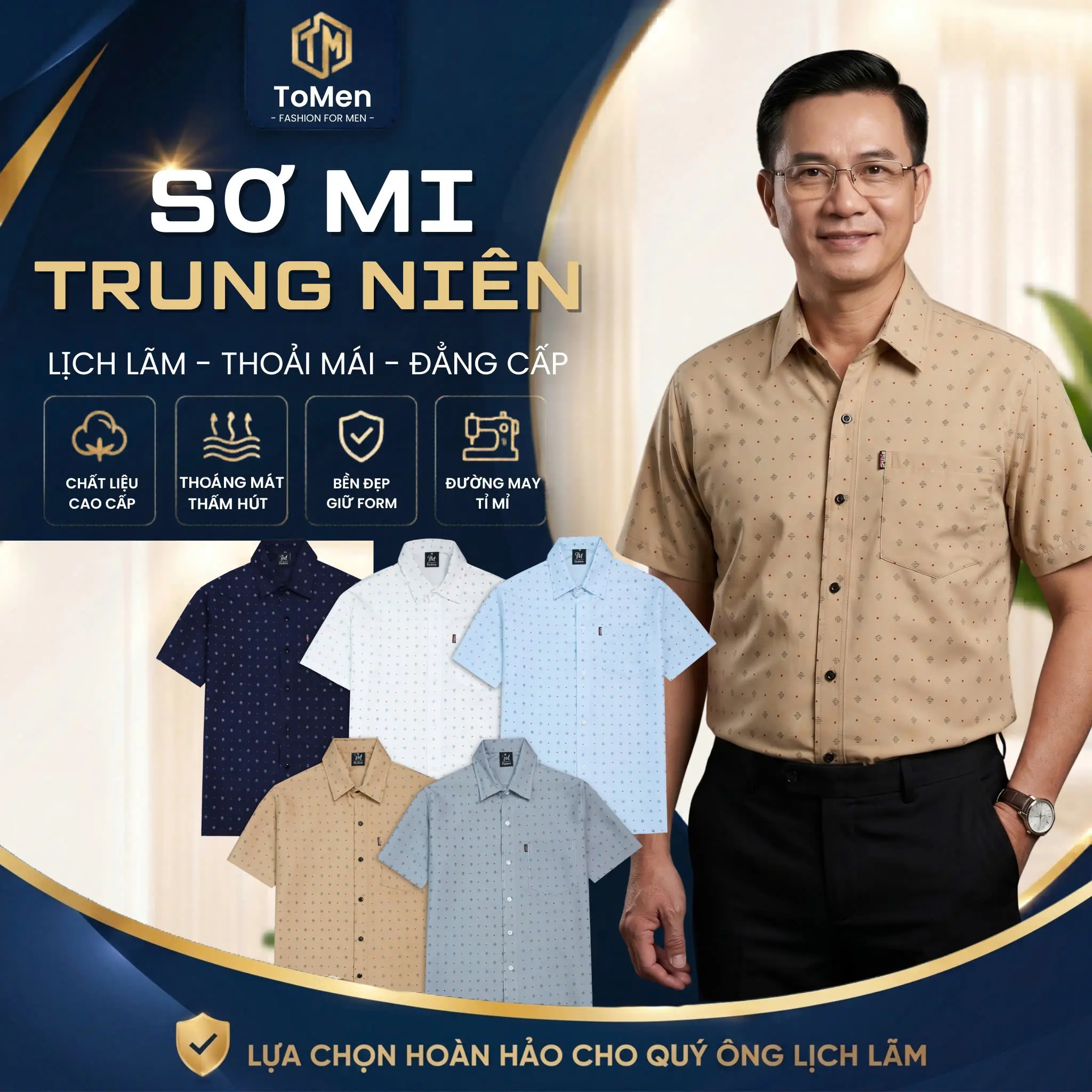 (DEAL COMBO) TOMEN SƠ MI TRUNG NIÊN NAM Họa tiết CHẤM BI ĐỎ và Ô VUÔNG CHÉO, Chuẩn Phong Thái Quý Ông.