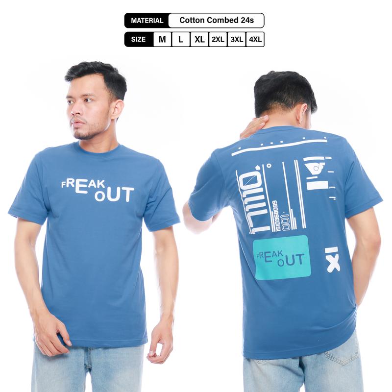 Freakout T-shirt Kaos Unisex Reguler-Big Size Jumbo M-L-XL-2XL-3XL-4XL Cotton Combed 24s Distro Pria Warna Steel Blue Abu Baju Nyaman Sablon Katun Pendek Panjang Stiker 0