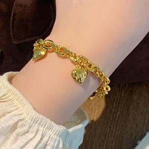, SUNQ, Berbentuk Hati, Bersalut Emas  aksesoris wanita tangan gelang sauh kamassi titanium jewelry original charm bracelet Rantai Perak Bangles Barang Kemas