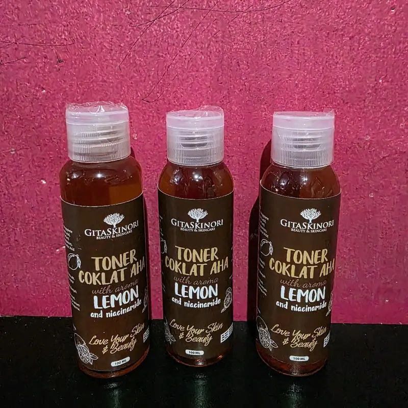BUNDLING 3 PCS 100ML TONER KELUPAS BPOM TONER COKLAT AHA LEMON ORIGINAL GITASKINORI TONER FLEK  Mencerahkan Kotoran Perawatan Wajah extra badan jerawat 3