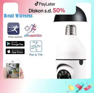 CCTV  PTZ Mini Bohlam Lampu Nirkabel HD 1080P V380 wifi  kamera  Plastik Lens Wireless Camera