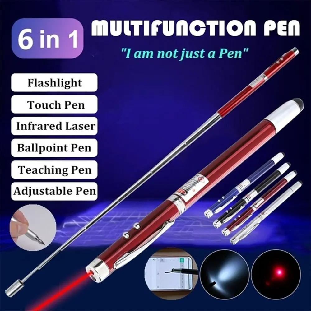 Adjustable LED Lighting Flexible Teaching Tool Powerful Laser Pointer Writing Pen Remote RED Laser Pen 6-in-1 Stylus Pencil