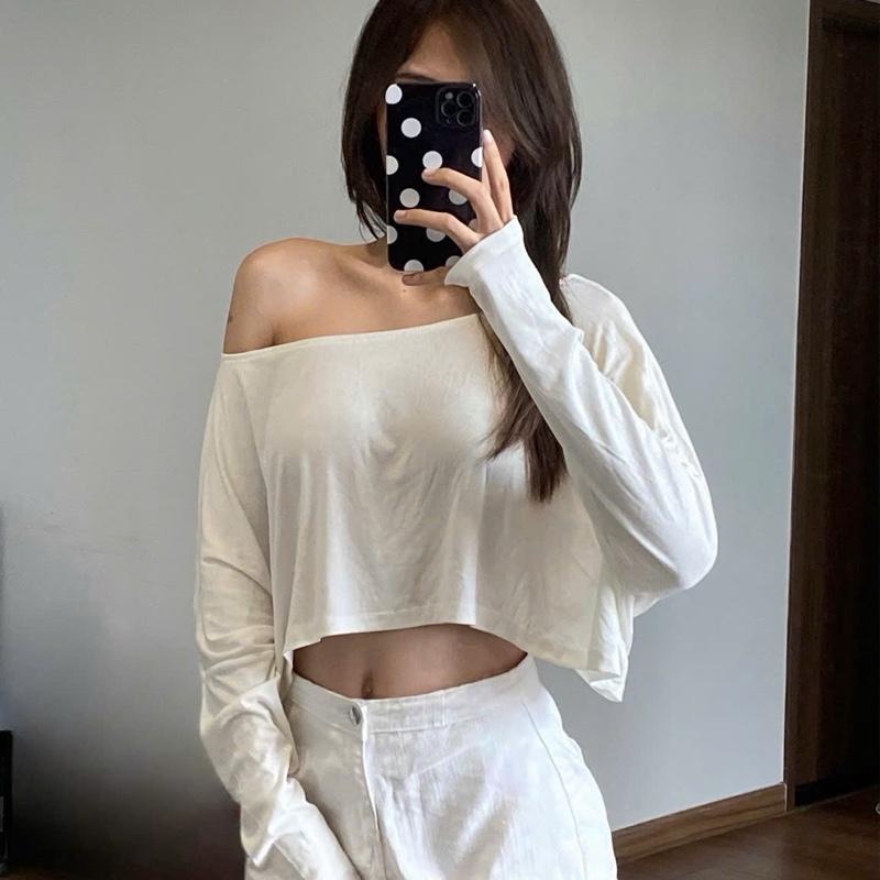 Áo thun Trễ Vai tay dài basic hàn quốc