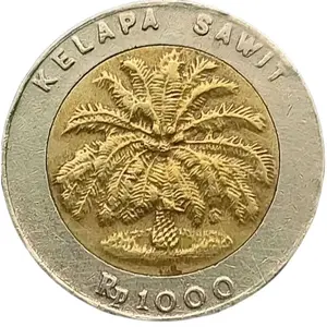 koleksi koin kuno 1000 kelapa sawit kondisi grees mulus