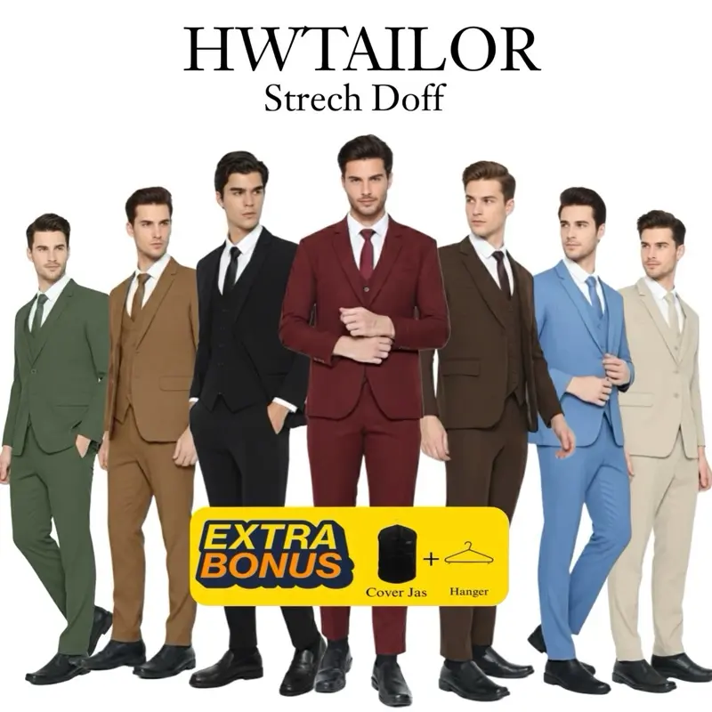 HWTAILOR JAS STRETCH  SEMIWOOL DOOF Jas wisuda,jas kantor,jas groomsmen prewedding  Pria Casual setelan,set