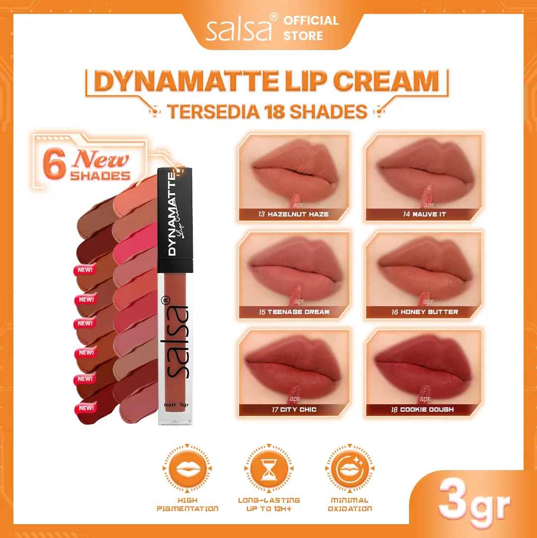 SALSA Dynamatte Lip Cream - Matte Lip Cream Long Lasting Makeup Bibir| Lipstick|Pemerah Bibir|Ombre Lips