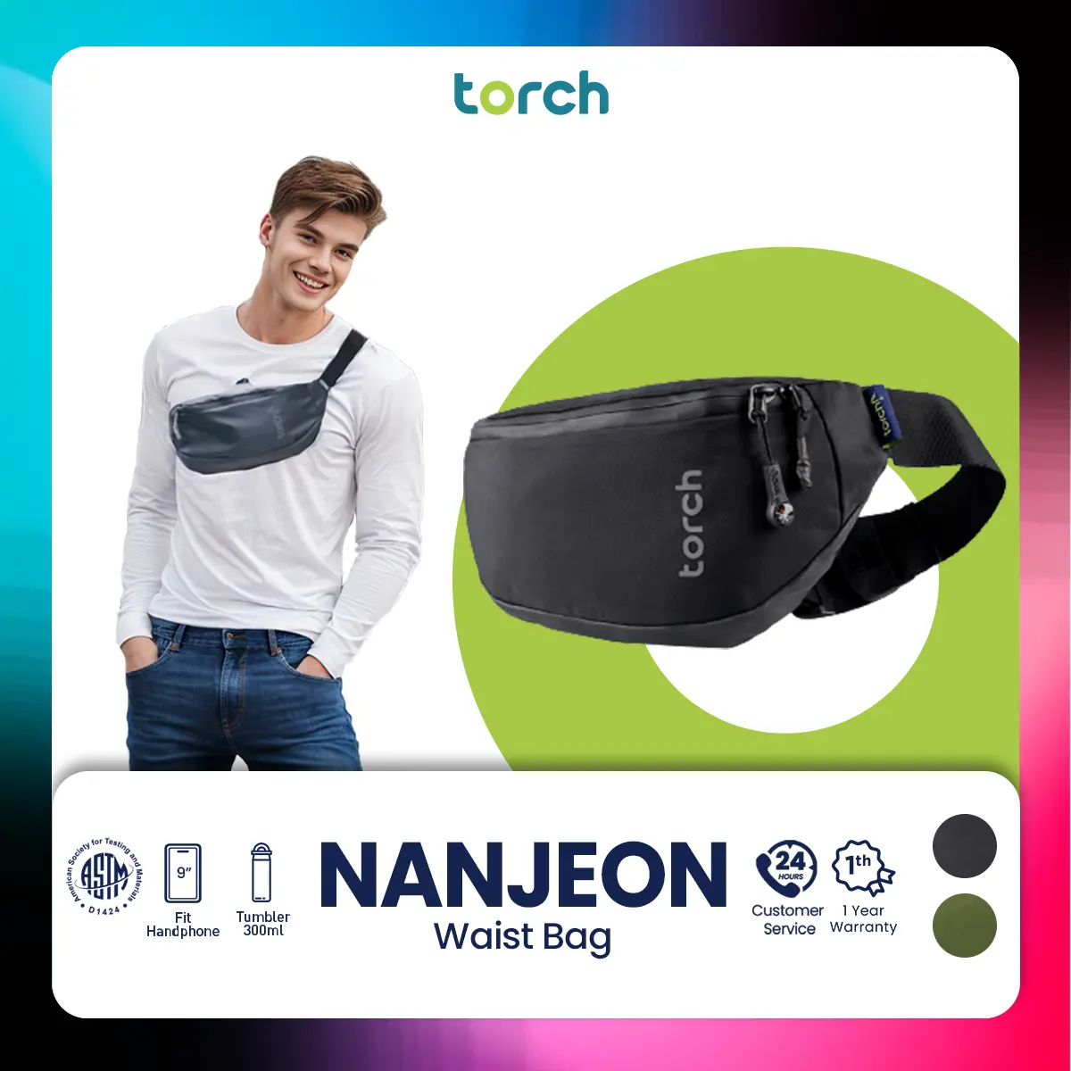 TORCH Nanjeon Tas Pinggang Selempang Ringan Anti Air Pria Wanita - Waist Bag Waterproof