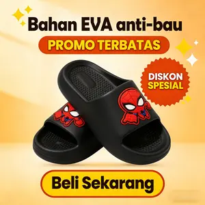 Spider-Man Anak Laki-laki Sandal Musim Panas Anti-Slip Dalam Ruangan & Luar Rumah Dasar Tebal Motif Kartun Selop Shoes - Sendal