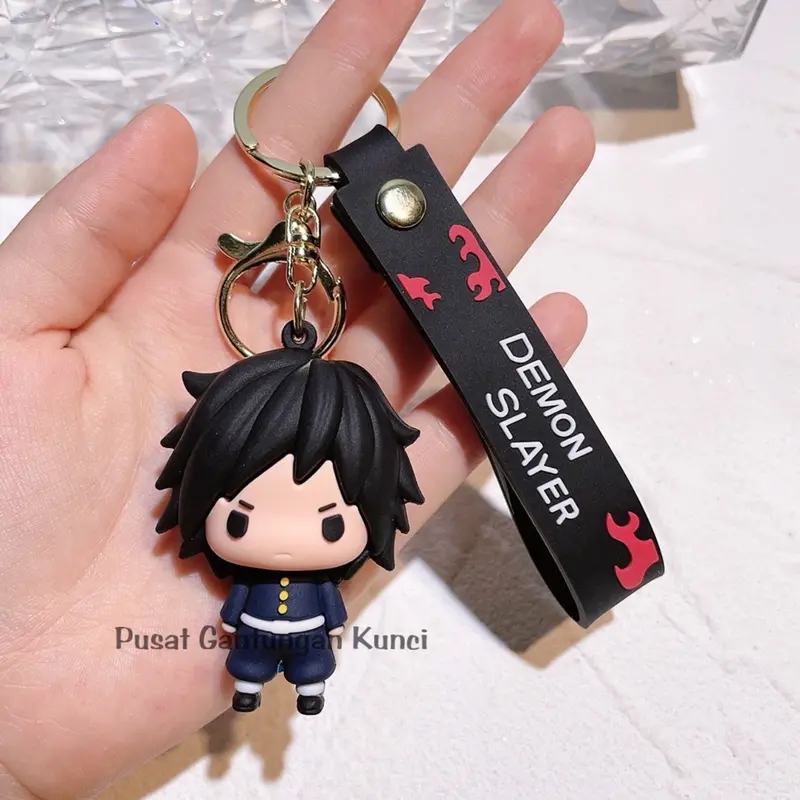 Gantungan Kunci Karakter Lucu Gemoy Demon Slayer Kartun Anime Tas HP Tali Kunci Hadiah Souvenir keychain y2k backpack 6