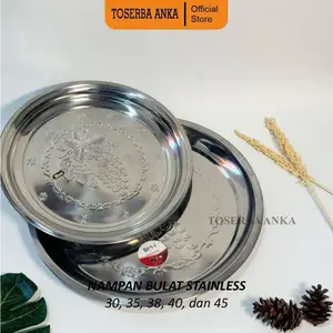 Nampan Bulat Stainless Stel 35,38, 40 dan 45 Wadah Steel Kitchenware