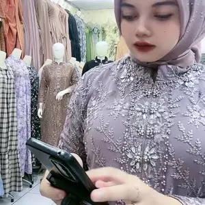 Gamis muslim Full Brukat Maudy Two in one