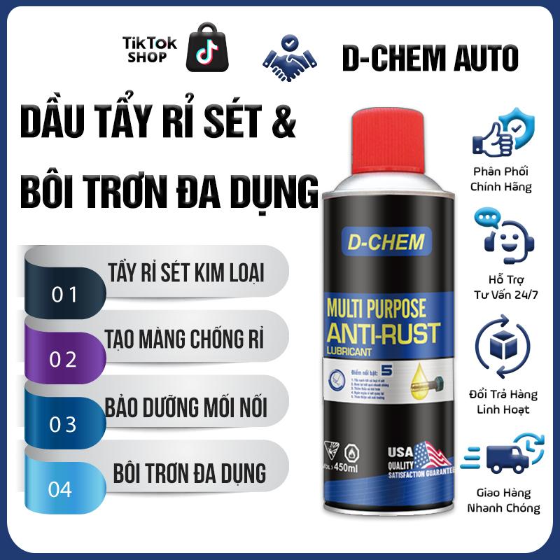  Dầu Tẩy Rỉ Sét Và Bôi Trơn Đa Dụng D-Chem Anti Rust 450ml-380g Bảo Dưỡng Xe Cộ Mối Nối Kim Loại 