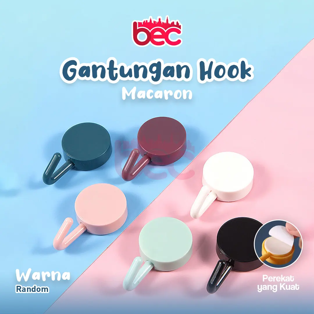 [BEC] Gantungan Cantik Hook Bulat Polos Tempel Tembok Wall Hook Stiker Dinding Kail Tempel Kuat Serbaguna