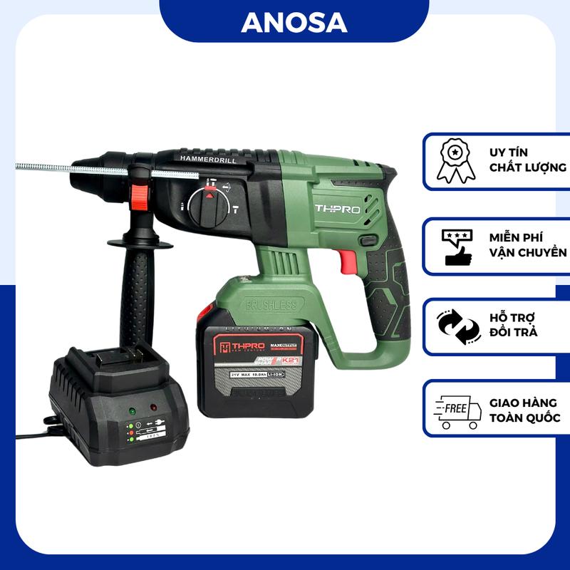 [HQD] Máy Khoan Bê Tông Pin THPRO TH226 Động Cơ Không Chổi Than Lõi Đồng