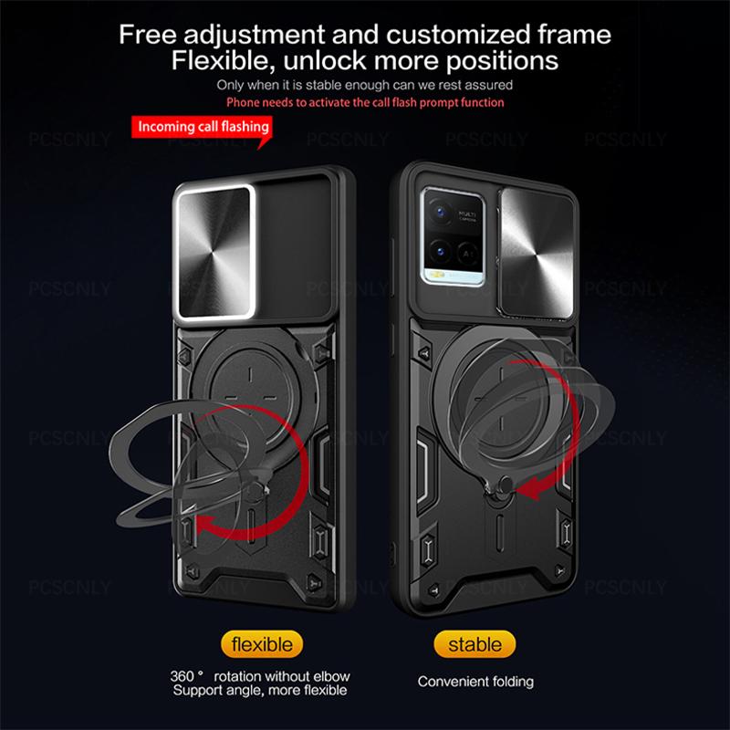 Product Introduction of Shockproof Armor Phone Case For VIVO Y21 Y21s Y21t Y21g Y21a Y21e Y33s Y32 Y33t T1x Holder Casing Camera Protection Sliding Hard Back Cover New Design V2111  V2110  V2135  V2152  V2109  V2158A  V2143 6
