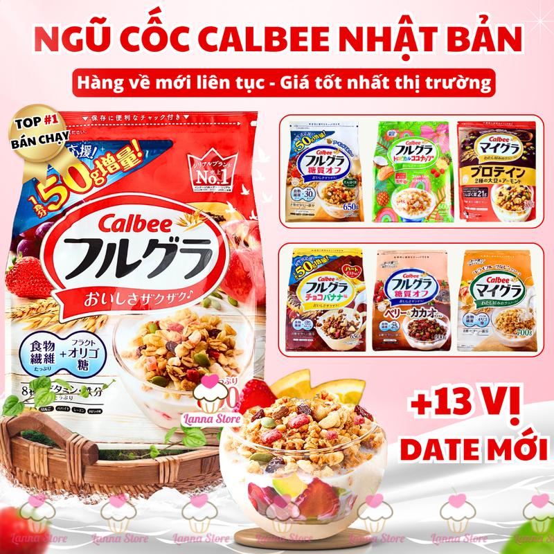  【DATE MỚI VỀ + 13 VỊ Ngũ cốc Calbee Nhật Bản Mix Sua C hua Hoa Quả Hạt Sấy Khô Granola Ăn Sáng Lanna Store 