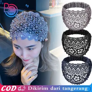Bandana Headband Wideline Lebar Elegan Korean Headband Korea Elastis Bandana Lace Headband