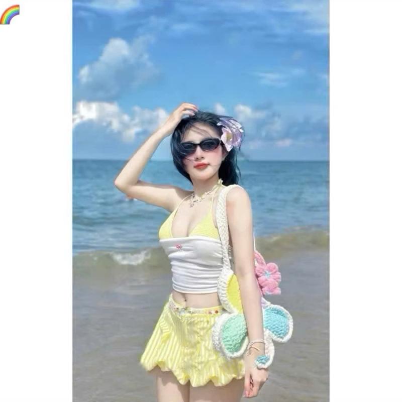  S940  TÁO ĐỎ BIGSIZE 55-90KG  SET 3 MÓN BIGSIZE ÁO BRA + ÁO ỐNG + QUẦN BÍ SET ĐI BIỂN 