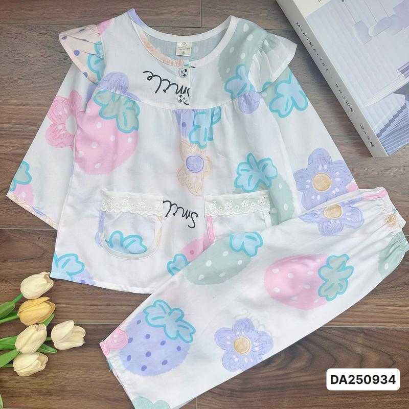 SALE DA250934 Bộ tole tay dài quần dài cho bé gái 10kg-35kg bèo vai với chất liệu tole 2 da mềm mát loại 1. MinMin Baby