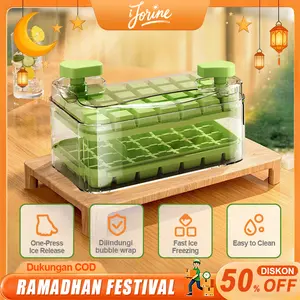 JC Ice Cube Maker 28 Grid Cetakan Es Batu Kristal Transparan, Pembuat Es Batu Mini Praktis, Tempat Es Batu di Kulkas, Cetakan Es Batu Freezer dengan Press Handle, Bahan Akrilik Food Grade, Mudah Dibersihkan, Cepat Membeku dan Tahan Lama Kitchenware