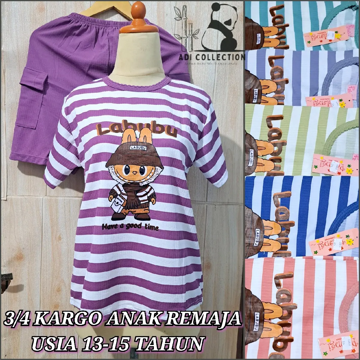BAJU TIDUR KARGO ANAK PEREMPUAN USIA 13 - 15 TAHUN SETELAN LENGAN PENDEK CELANA PENDEK BAHAN VOXY / BABYDOLL PIYAMA ANAK REMAJA TANGGUNG / MOTIF LUCU
