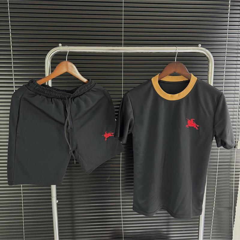 Bộ Quần Áo Thêu Ngựa Đỏ 2 Màu Nam Nữ Cotton Menswear