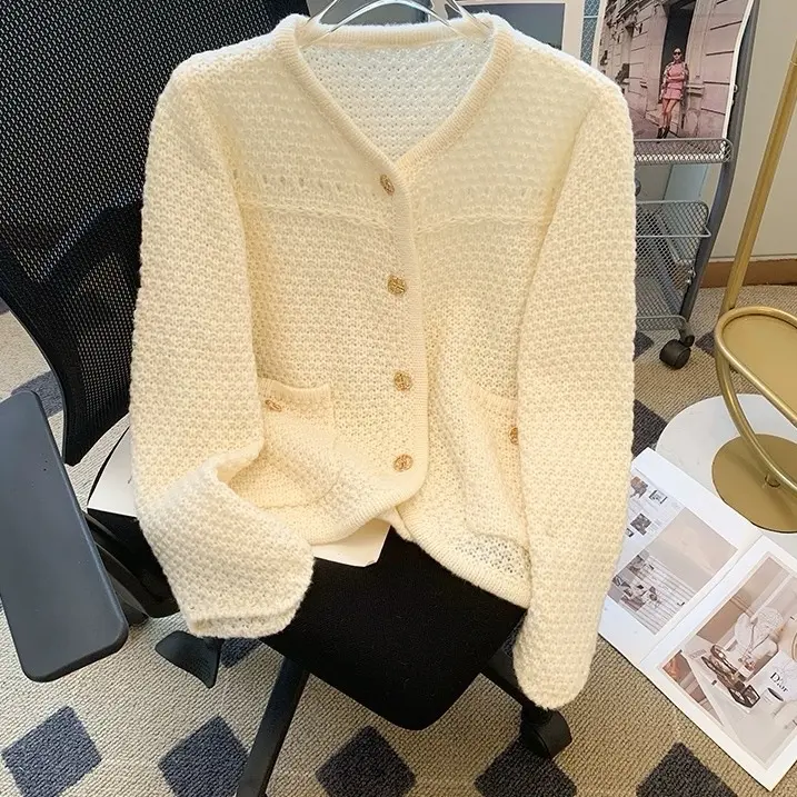 Cardigan Rajut Polos Kancing Emas 1359 Wanita - Knitwear Outer Kardigan Atasan 7