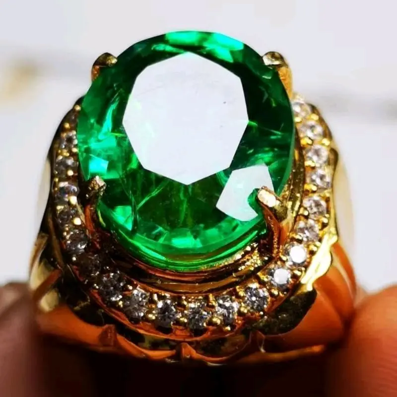 Cincin Permata Jamrud Russia Asli Chatam Quality Crystal Top Colour