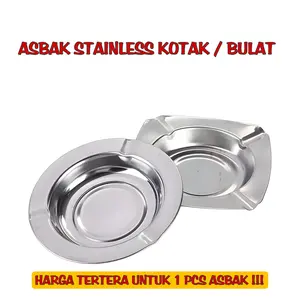 Asbak Stainless Bulat Kotak Anti Karat Tempat Abu - Harga Satu Buah