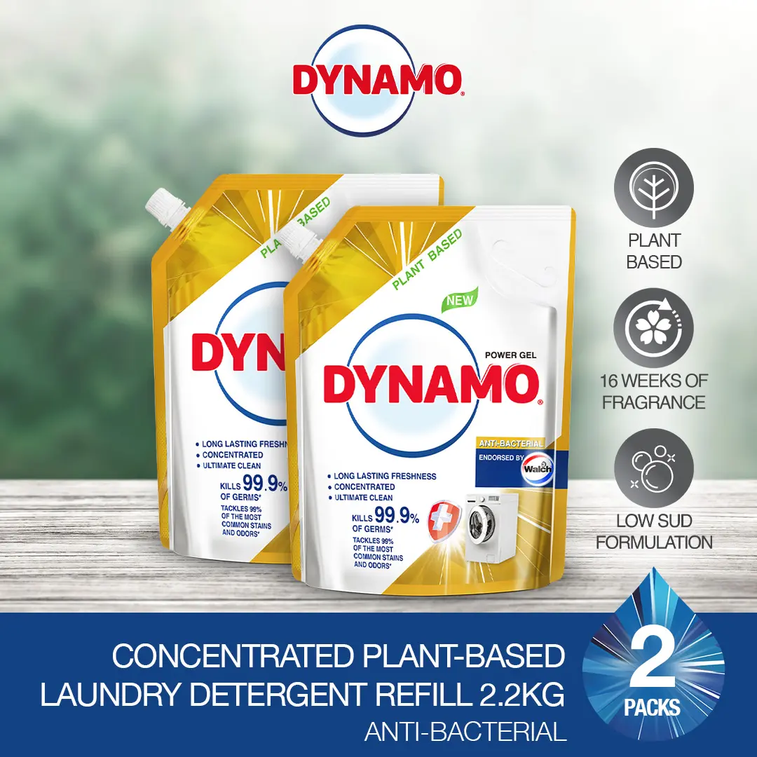 DYNAMO Plant Based Laundry Liquid Detergent Refill 2.2kg/2.4kg x 2 Packs