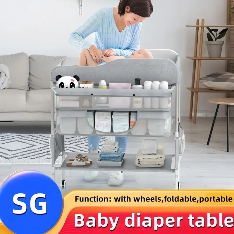 SG Portable Multi-functional Folding Baby Touch Table Diaper Change Mobile Neonatal Care - Gray